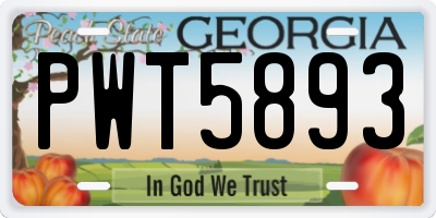 GA license plate PWT5893