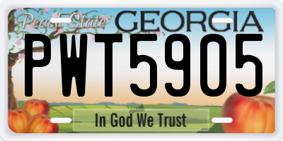 GA license plate PWT5905