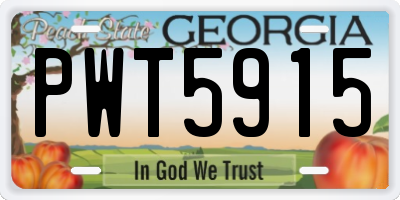 GA license plate PWT5915