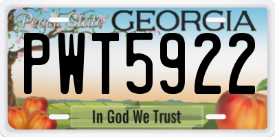 GA license plate PWT5922