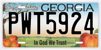 GA license plate PWT5924