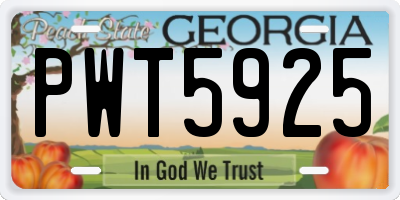 GA license plate PWT5925