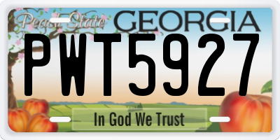 GA license plate PWT5927