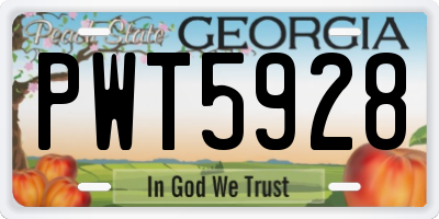 GA license plate PWT5928