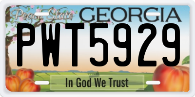 GA license plate PWT5929
