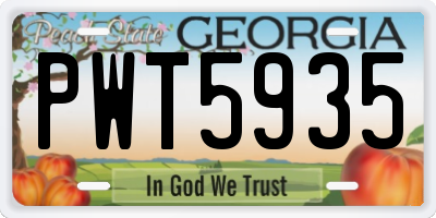 GA license plate PWT5935
