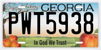 GA license plate PWT5938