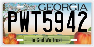 GA license plate PWT5942