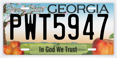 GA license plate PWT5947
