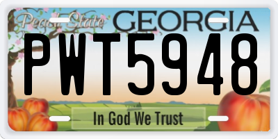 GA license plate PWT5948