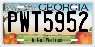 GA license plate PWT5952