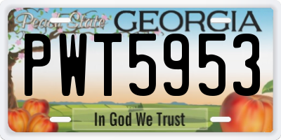 GA license plate PWT5953