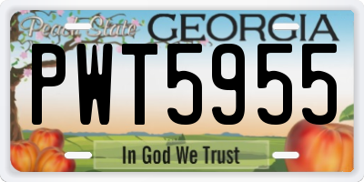 GA license plate PWT5955
