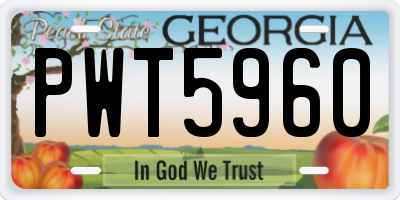 GA license plate PWT5960