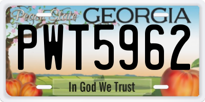 GA license plate PWT5962