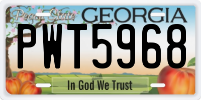 GA license plate PWT5968