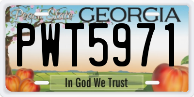 GA license plate PWT5971