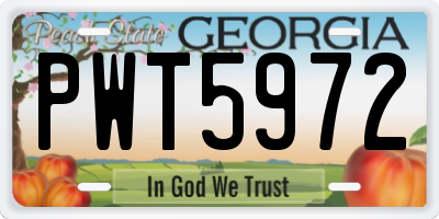 GA license plate PWT5972