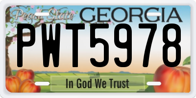 GA license plate PWT5978