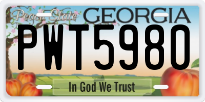 GA license plate PWT5980