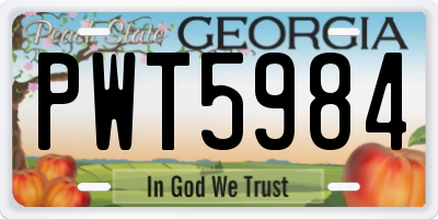 GA license plate PWT5984