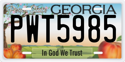 GA license plate PWT5985