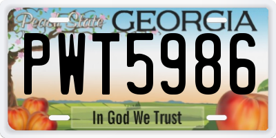 GA license plate PWT5986