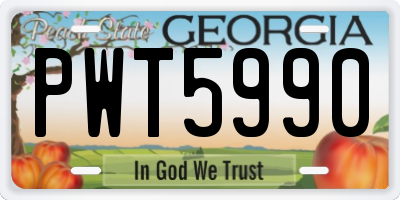 GA license plate PWT5990