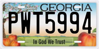 GA license plate PWT5994