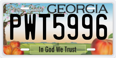 GA license plate PWT5996
