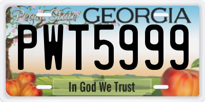 GA license plate PWT5999