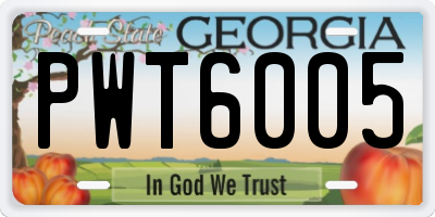 GA license plate PWT6005