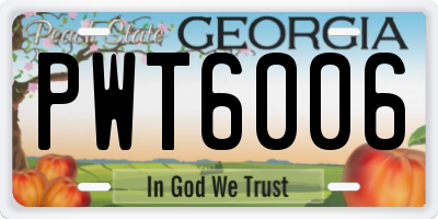 GA license plate PWT6006