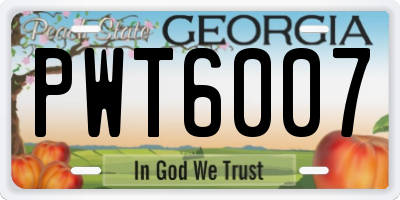 GA license plate PWT6007
