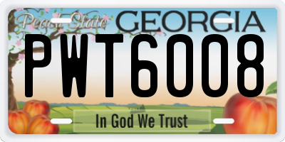 GA license plate PWT6008