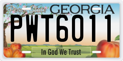 GA license plate PWT6011
