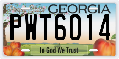GA license plate PWT6014