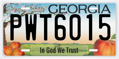 GA license plate PWT6015