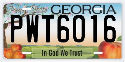 GA license plate PWT6016