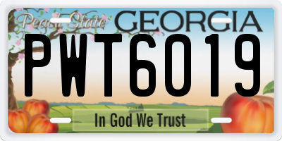 GA license plate PWT6019