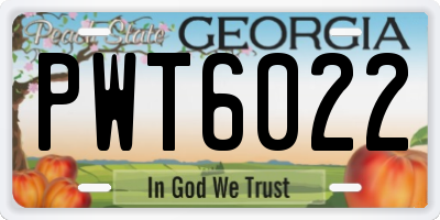 GA license plate PWT6022