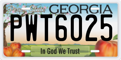 GA license plate PWT6025