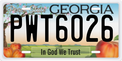 GA license plate PWT6026