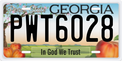 GA license plate PWT6028