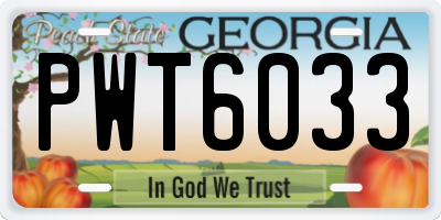 GA license plate PWT6033