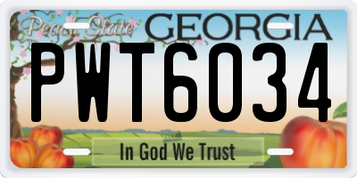 GA license plate PWT6034