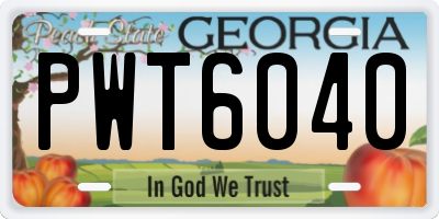 GA license plate PWT6040