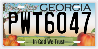 GA license plate PWT6047