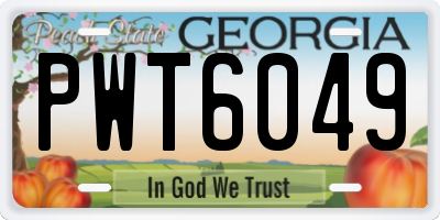 GA license plate PWT6049
