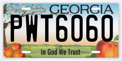 GA license plate PWT6060